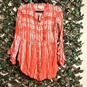 Anthropologie Maeve Red-Orange Plaid Blouse NWT Women’s Size 4